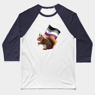 Red Squirrel Holding an Asexual Pride Flag Baseball T-Shirt